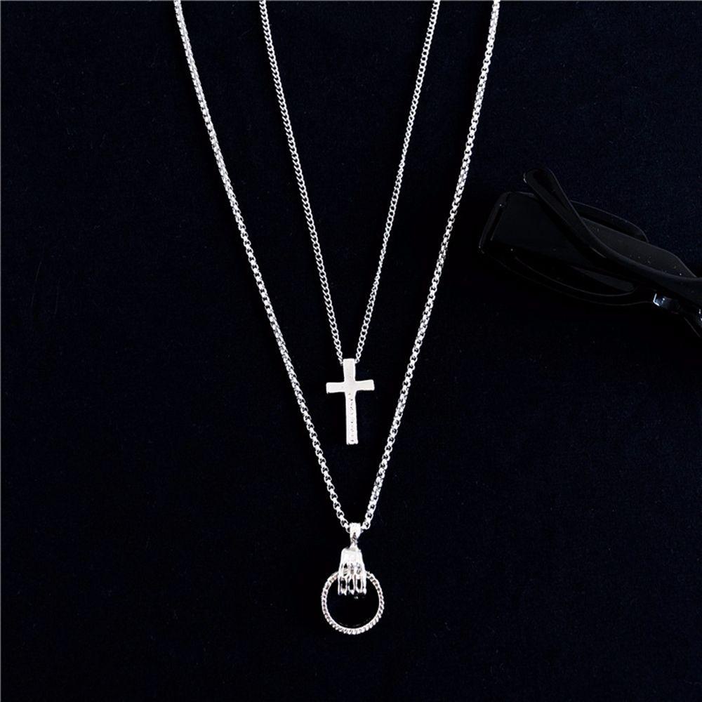 Augustina Kalung Salib Korea Hip Hop Wanita Liontin Pria Alloy Pasangan Necklace