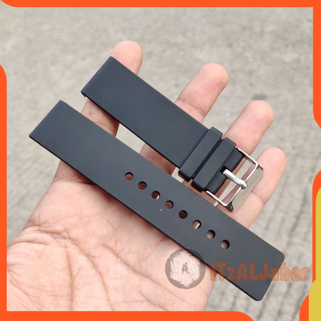 Tali jam tangan Silikon Silicone strap 20mm 22mm polos hitam