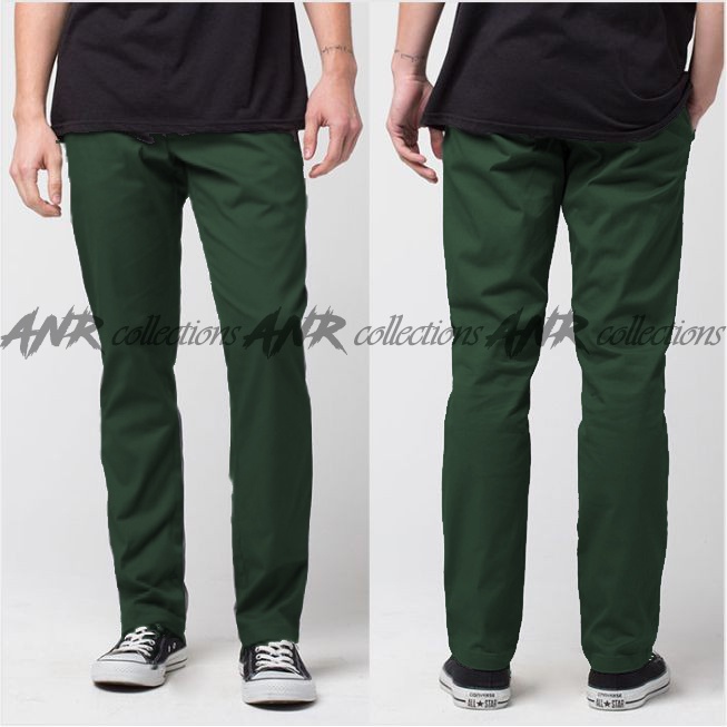 Celana Panjang Reguler Chino/Cino/Chinos Pria/Cowok Standar - Krem(Cream)/Abu(Grey)/Hitam(Black)