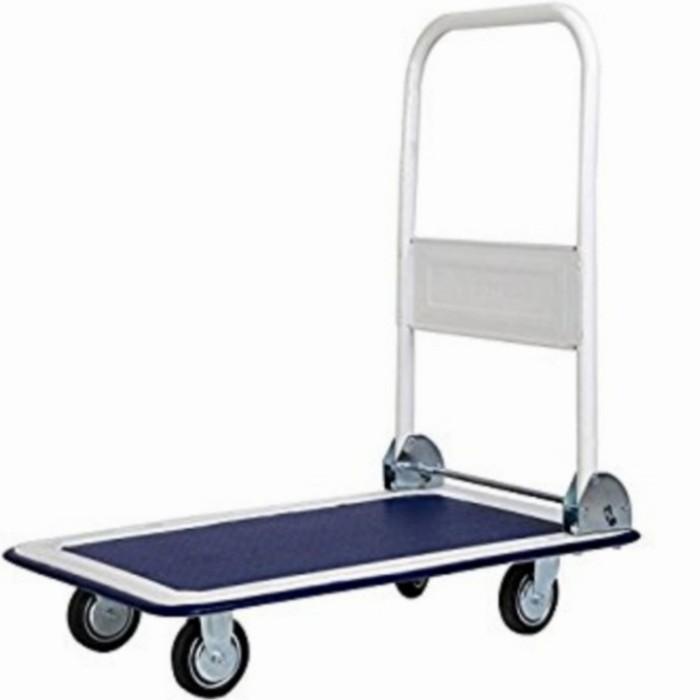 Trolley Gerobak Besi Hand Truck 300Kg Trolley Barang Trolley Lipat Biru 300 Kg