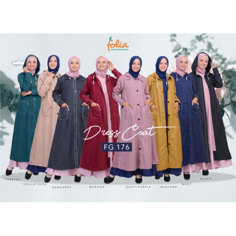 Coat Dresa Folia FG 176/Gamis Folia FG 176/Gamis Folia Sale/Gamis Folia Promo Diskon