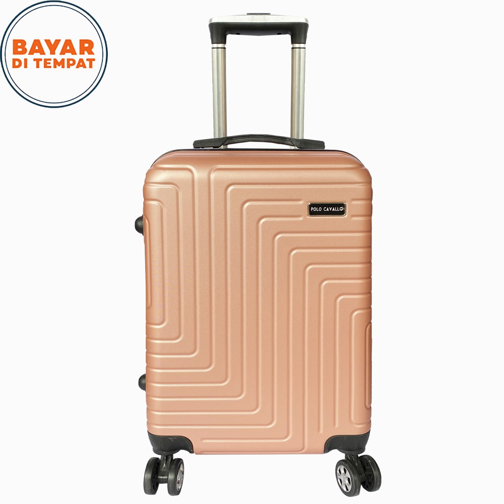 Free Shipping! Koper Fiber POLO MILANO Koper Kabin 20inch Koper Travelling Anti Pecah TC23-Rose Gold