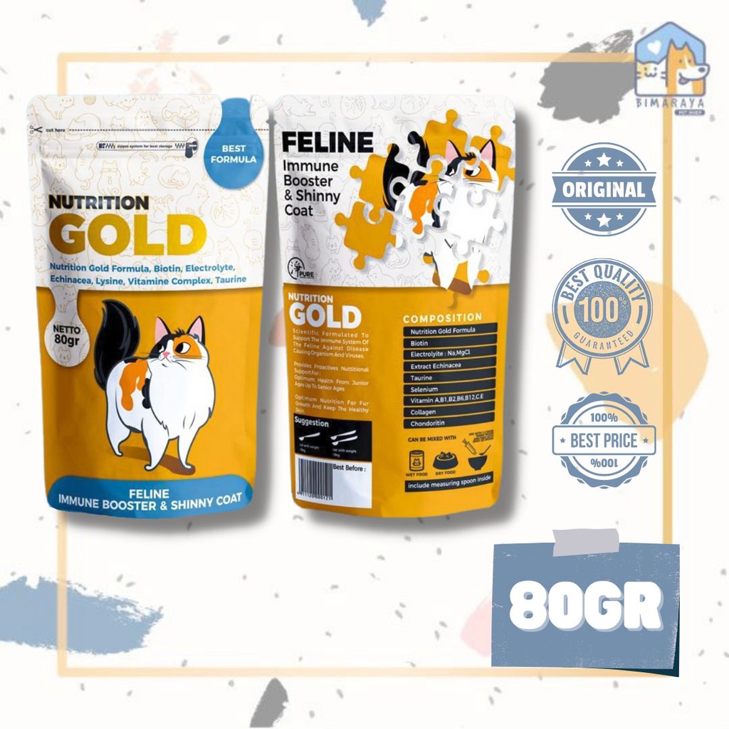 NUTRITION GOLD IMMUNE BOOSTER &amp; SHINNY COAT // VITAMIN BULU KUCING 80GR