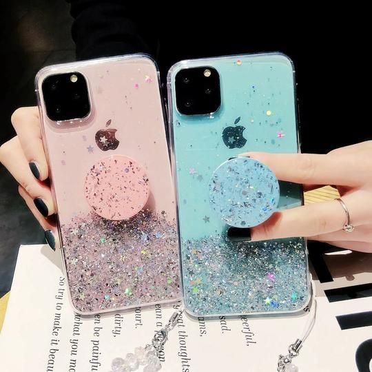 CASE SAMSUNG S9 S9 PLUS S20 S20 PLUS 4G 5G S20 ULTRA A21S GLITTER JELLY SOFTCASE WITH POP SOCKET