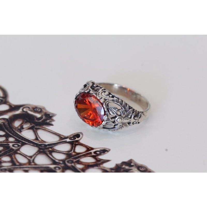 CINCIN PERAK WANITA CINCIN PERMATA ORANGE CINCIN PERAK BAKAR BALI