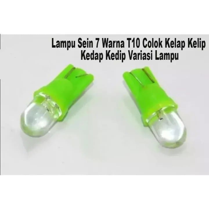 LAMPU LED SEIN SENJA COLOK T10 7 MULTI WARNA RGB BULB KEDIP FLASHING MOTOR SEN