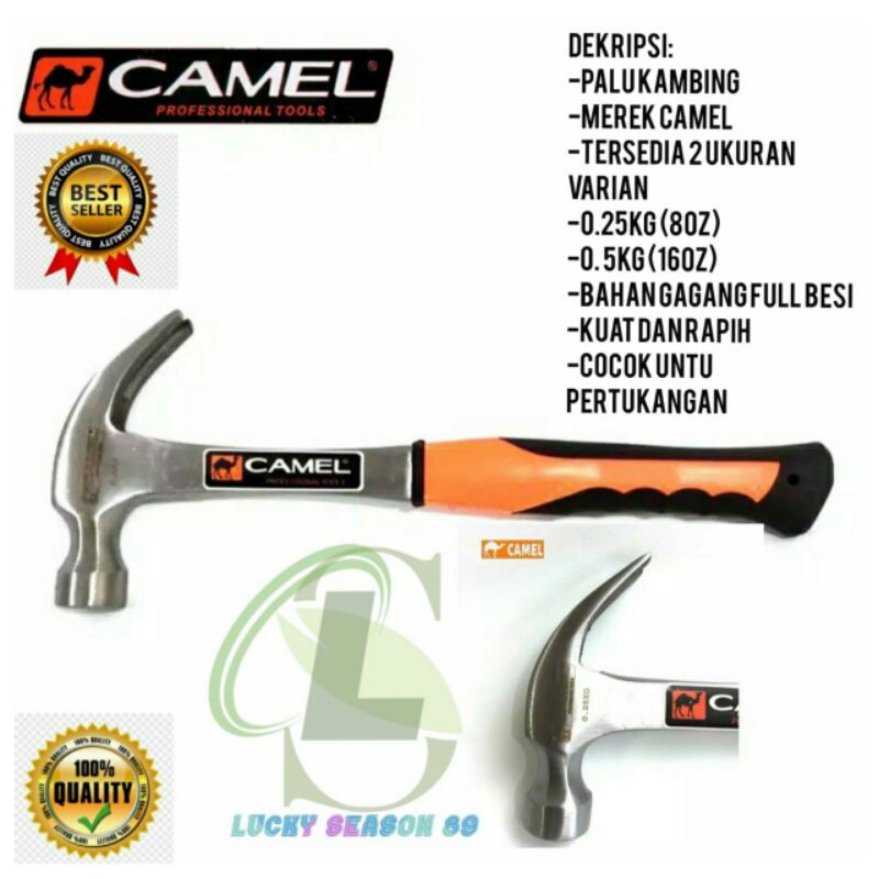 Camel Palu Kambing Varian 0.25kg-0.5kg-Palu Gagang Besi Grip Karet