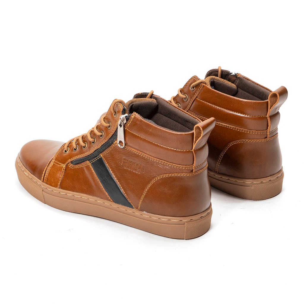 Sepatu Pria Casual Sneakers Kulit Asli Mahanta High Top Leather Q74