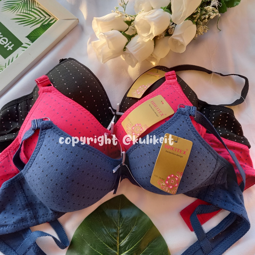 Bra BH Breitex BRA BH TANPA KAWAT BUSA Sedang 2 Kait Bintik Bra Remaja 34 36 38