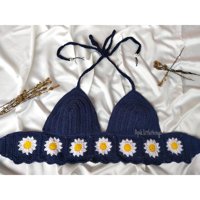 Crochet Daisy Bralette//atasan rajut//bikini rajut