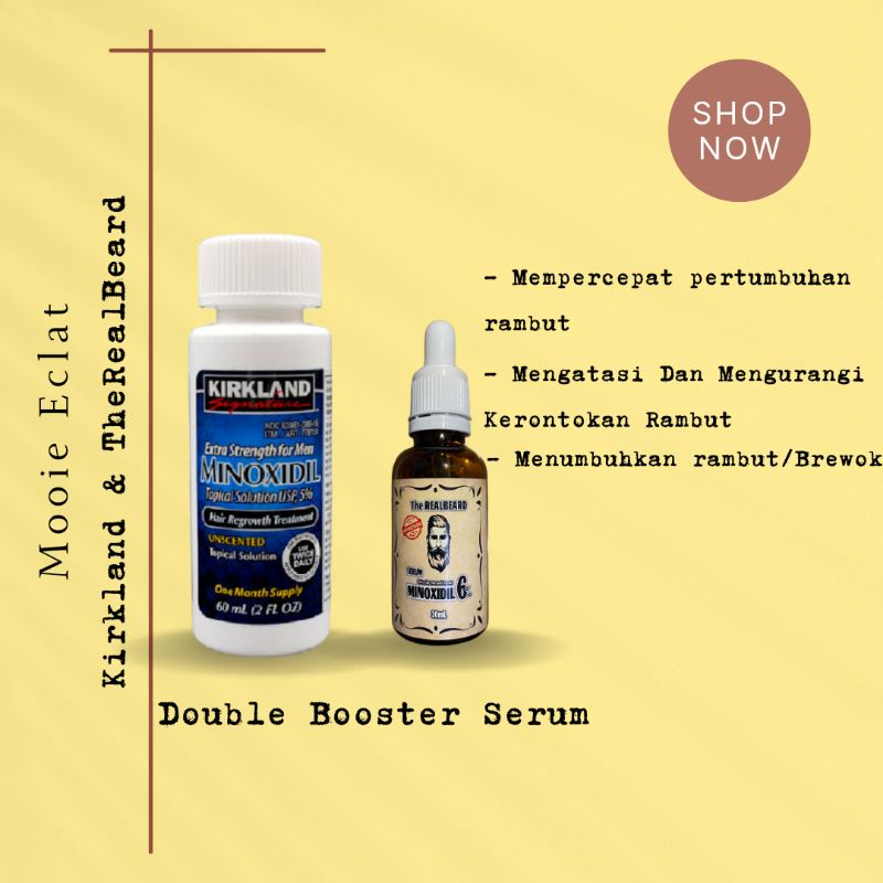 Double Minoxidil Serum Kirkland 60mL Dan TheRealBeard Penumbuh Rambut dan Brewok Original 100%