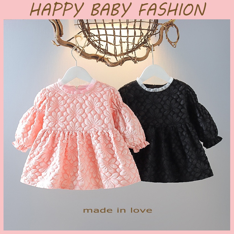 【Happy Baby】0-4Tahun QZ-69  Dress anak perempuan/Gaun putri lengan panjang  Fashion Anak