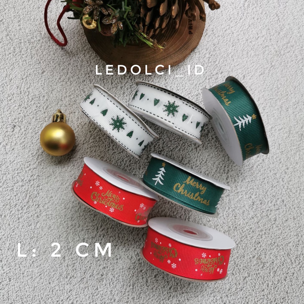 

Pita Natal Per Meter Christmas Ribbon Pita Hiasan Natal LEBAR 2 CM