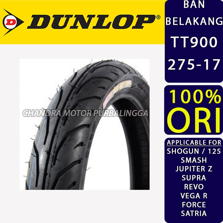 Dunlop Tt900 275 ring 17 80/90 Ban Nontubles Belakang Original Shogun 125 pnp semua motor bebek Jupi