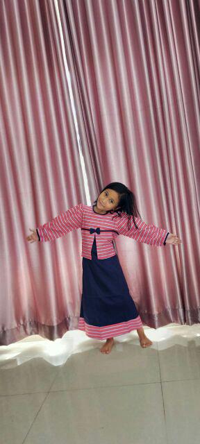 Ulikids Gamis Anak Motif Batik Bahan Kombinasi Satin Velvet Dan Katun Jepang <cod>