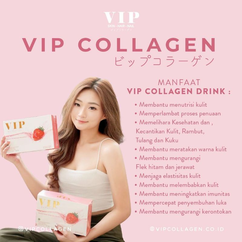 VIP COLLAGEN SUPLEMEN KECANTIKAN COLAGEN MINUMAN PERAWATAN PEMUTIH KULIT WAJAH KOLAGEN DRINK BPOM ORIGINAL