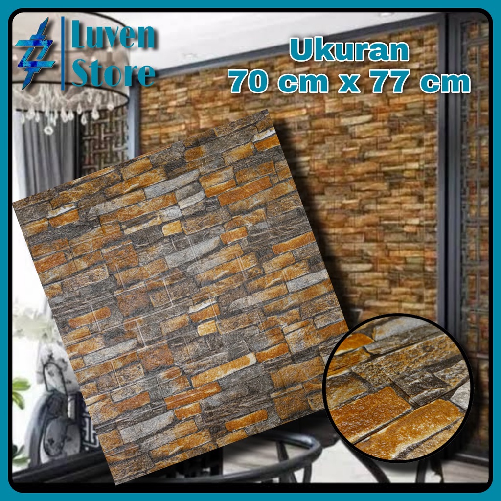 Paket Hemat 10 Lembar Wallpaper 3D Foam Brick. Wall Stiker Dinding Dekorasi Rumah Terbaik.-Corak Coklat