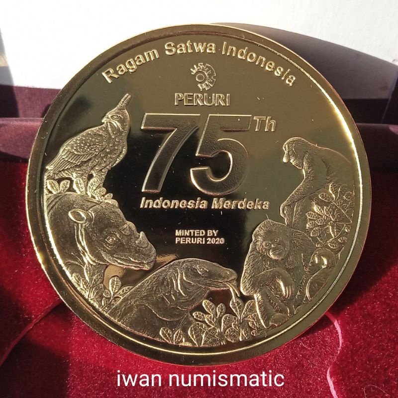 Koleksi Koin Medali 75 Tahun Indonesia Merdeka Cetakan PERURI + BOX