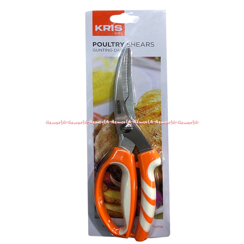 Krischef The New Poultry Scissors Gunting Pemotong Daging Ayam Warna Oranye Gunting Dapur Kris Chef Poultri