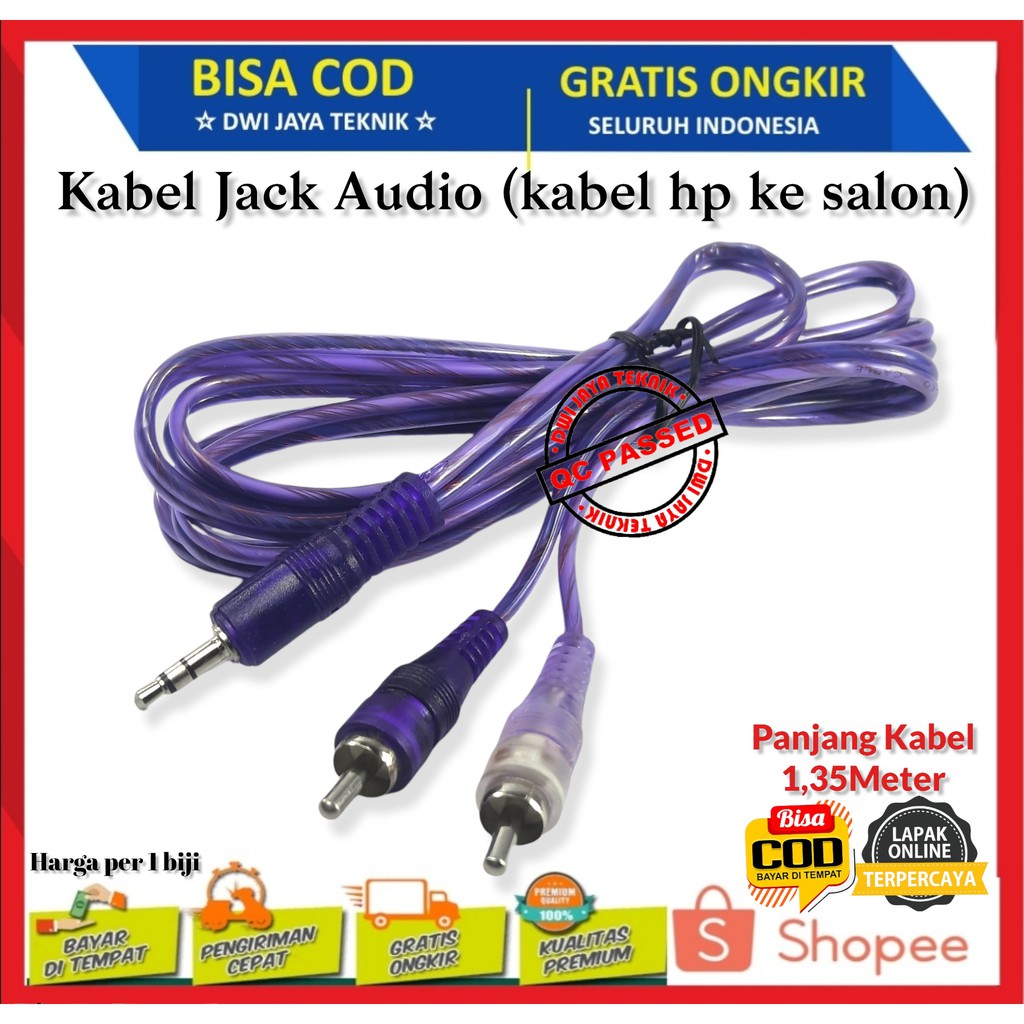 Kabel Aux Audio 2R-3.5ST Panjang 1,5 Meter/jek hp ke salon