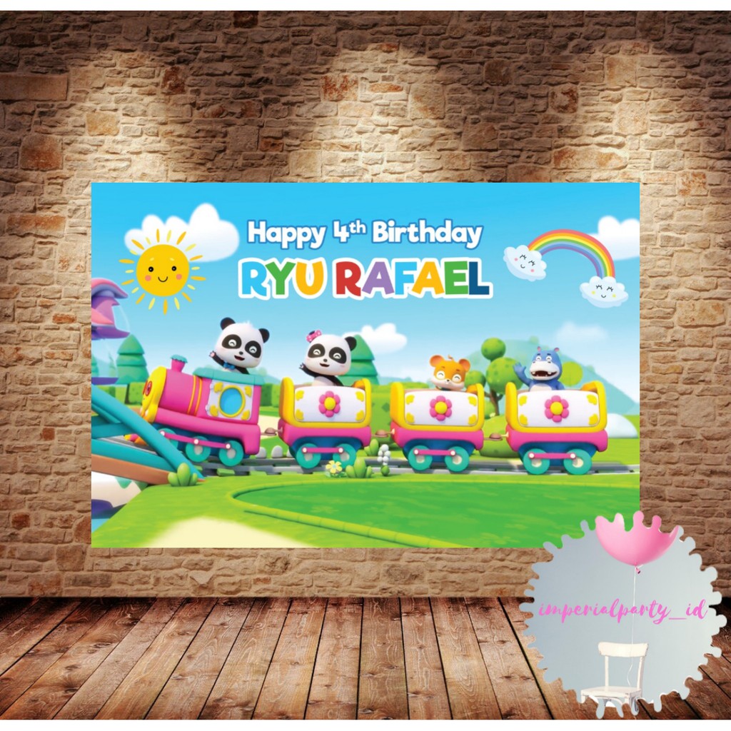 Custom Backdrop Banner Spanduk Happy Birthday Babybus Nursery Anak