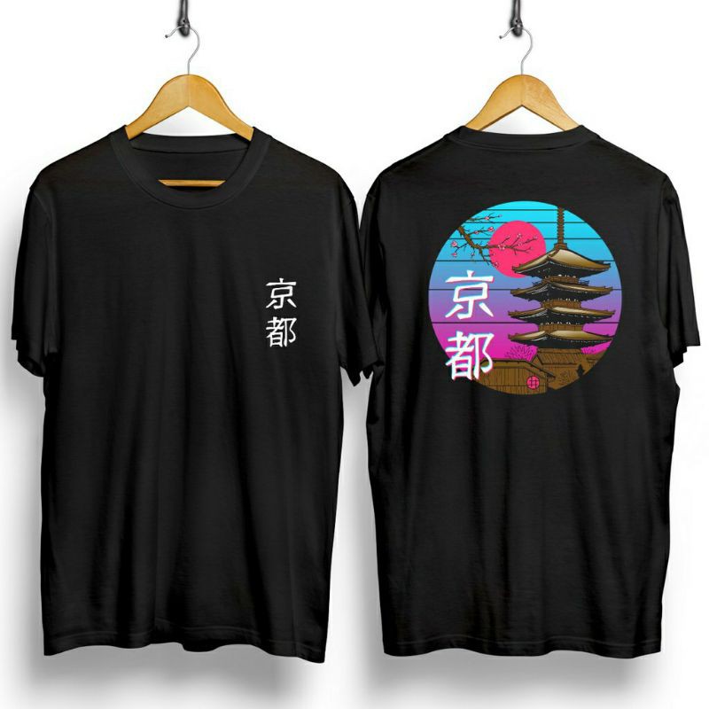 Fourfashion Kaos Pria Kaos Distro PAGODA KANJI Black CN845