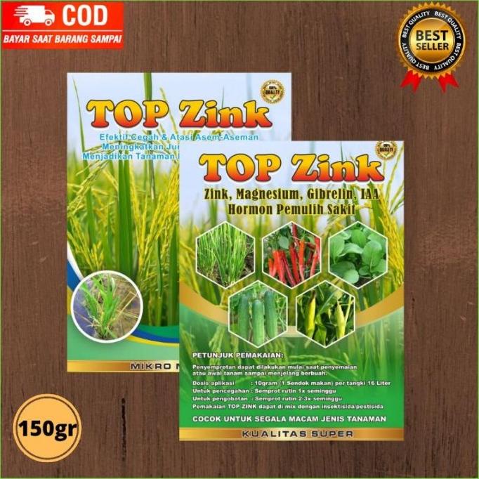 ready PUPUK TERBAIK.. TOP ZINK 150GR UNTUK MEMPERBANYAK ANAKAN PADI, CEGAH