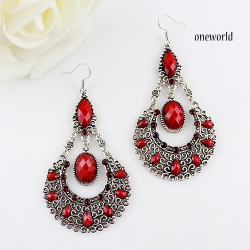 OW@ Fashion Women's Wedding Bridal Jewelry Hollow Rhinestone Waterdrop Dangle Earrings