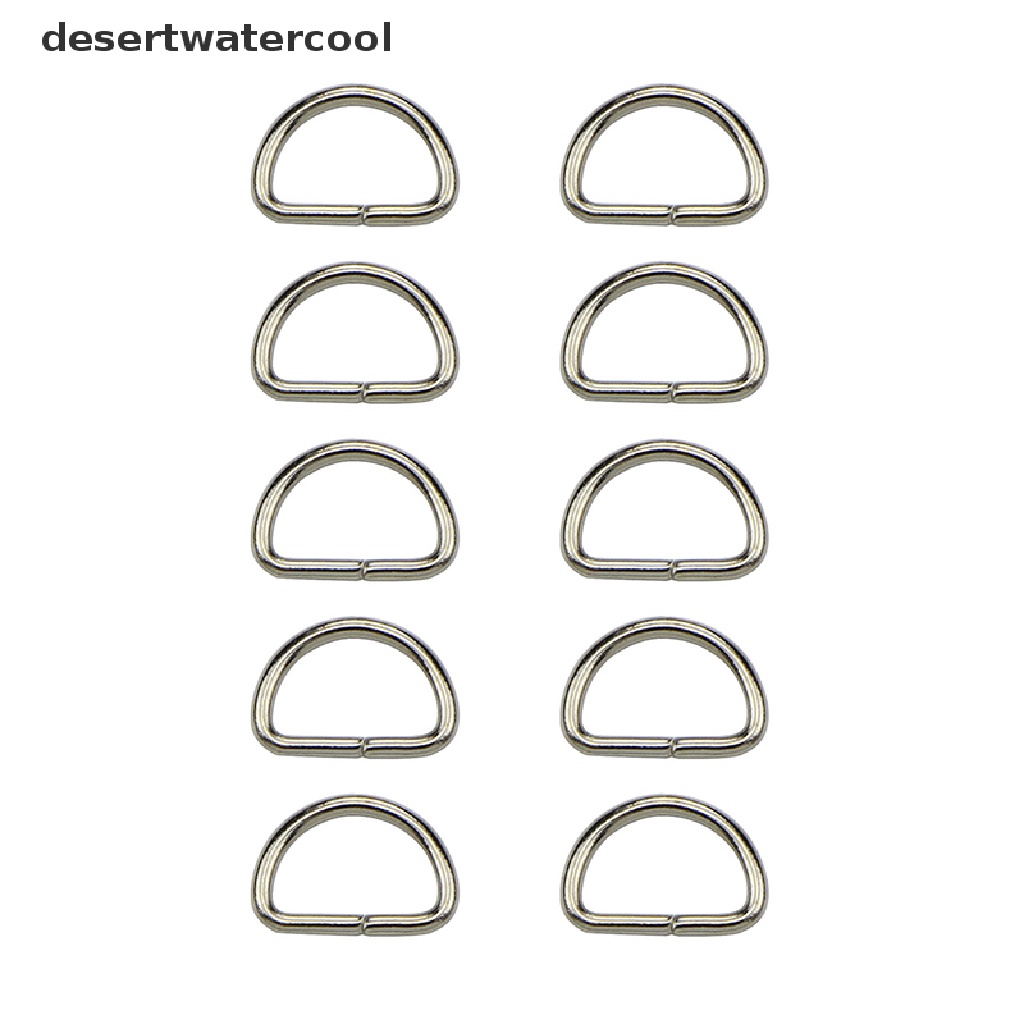 Deid 10Pcs Ring D Bahan Metal Untuk Pakaian / Tas / Dompet / Sabuk