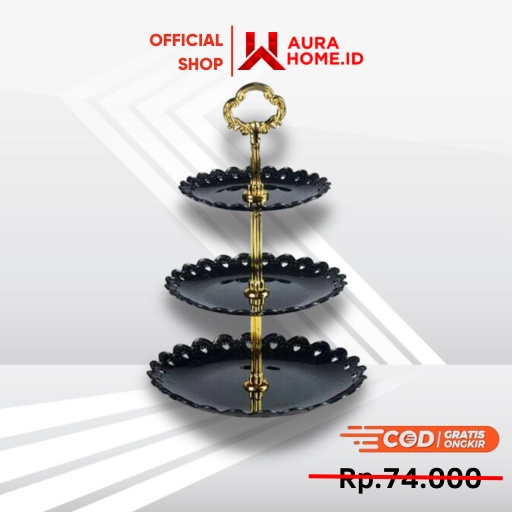 Rak Makan Kue Buah Cake Plate Stand Display /  Rak Rack Tempat Plate Stand Standing Tatakan Saji Mak