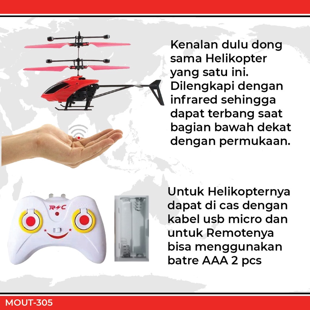 Mainan Anak Helikopter Sensor Tangan &amp; Remote Control MINI HELICOPTER RC