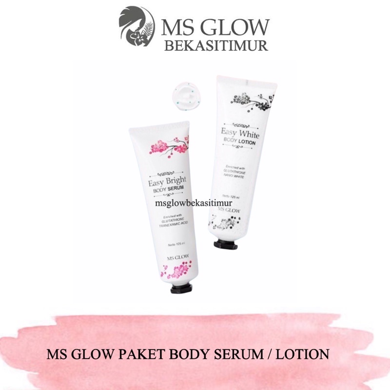 (Bisa COD) Ms Glow Easy White Paket Pemutih Badan Serum Lotion Ori Agen Resmi Bekasi jkt ckrg cbtung
