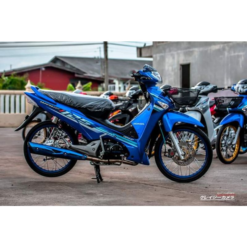 striping wave 125i Supra x 125 biru