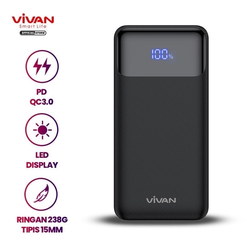 Vivan Powerbank 20W 10000mAh PD Quick Charge LED Power Bank VPB-X10