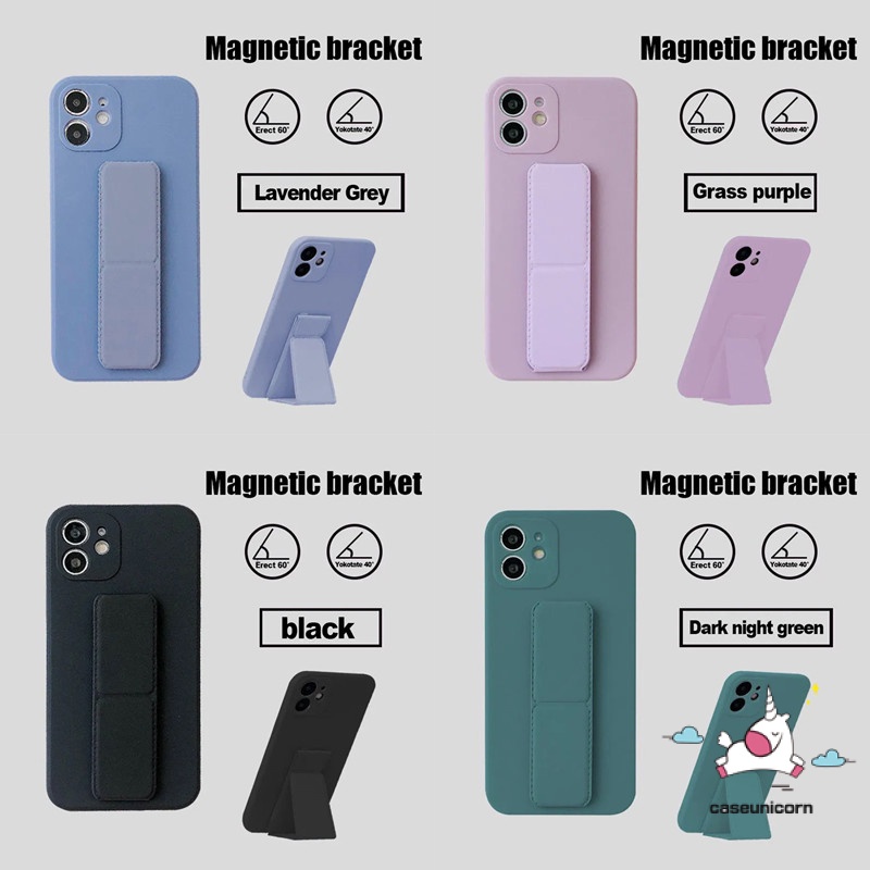 Samsung A32 Magnetic Bracket Case Samsung A03s A52 A72 A32 A50 A50S A30S A31 A12 A21S A51 A52S A71 A20S Straight Cube Macaron Color Stand Holder Wrist Strap Soft Silicone Cover