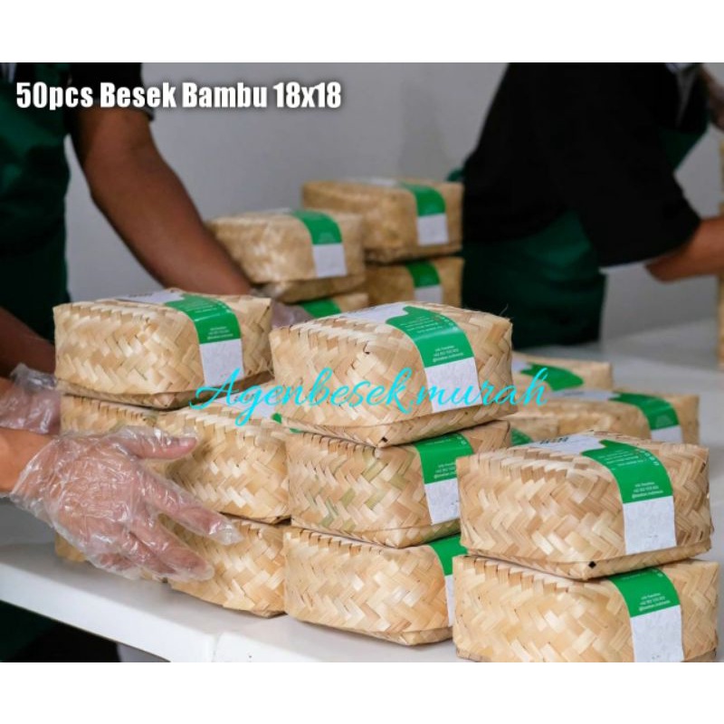 50pcs BESEK BAMBU 18X18 MURAH / BESEK ANYAMAN BAMBU / PIPITI / KERANJANG MAKANAN
