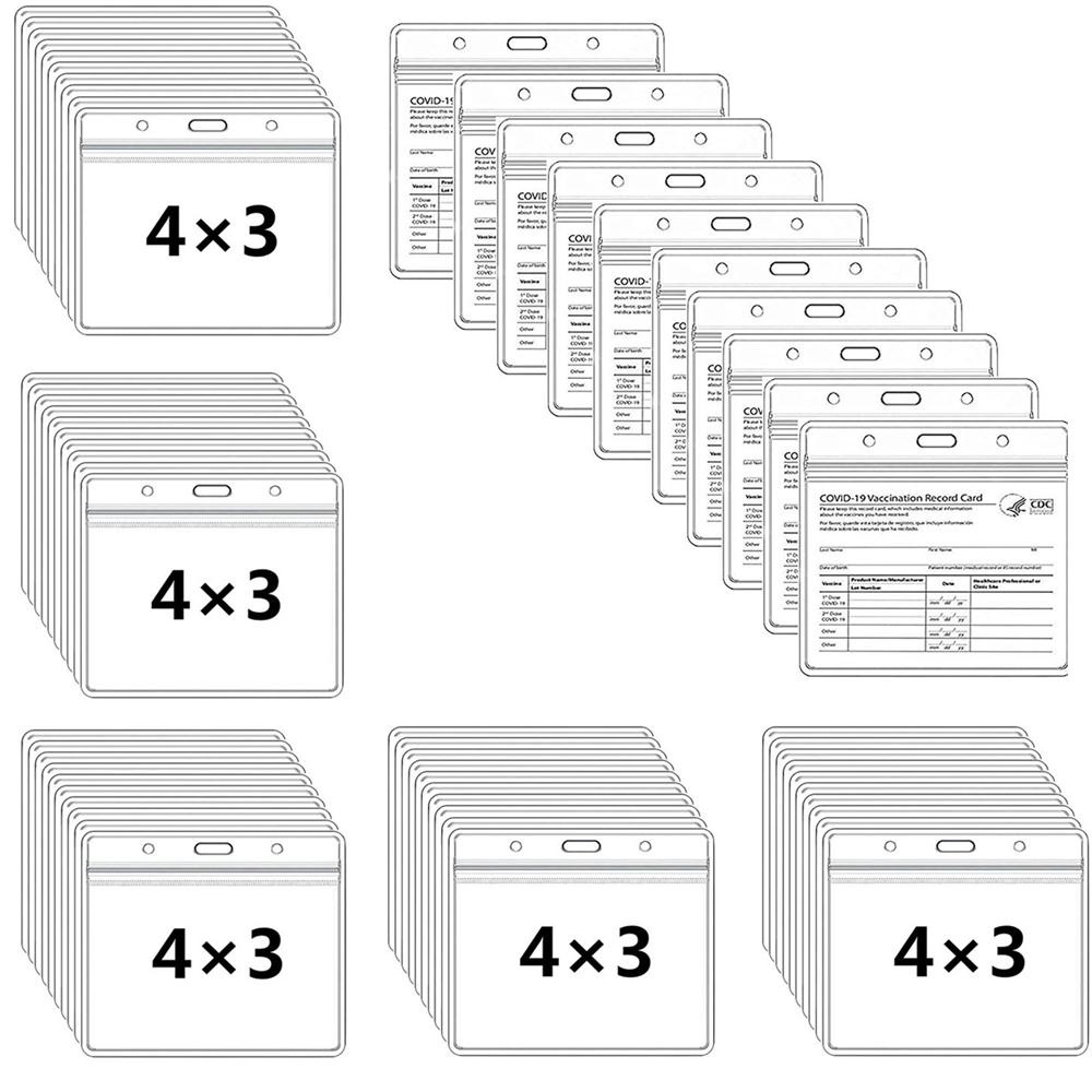 [Elegan] Pelindung Kartu Vaksin 4x3 Dalam Organisasi Yang Jernih CDC Vaksinasi ID Card Organizer Imunisasi Rekam Badge Holder