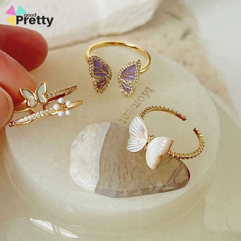 Cincin Kupu-kupu Wanita Desain Niche Cincin Unik Mutiara kelas atas - PD