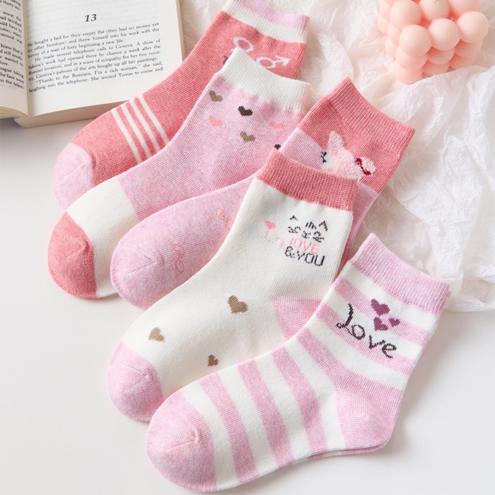 RYX - Deary Love Kaos Kaki 5 Pasang Anak Perempuan Fashion Casual - Ori Import