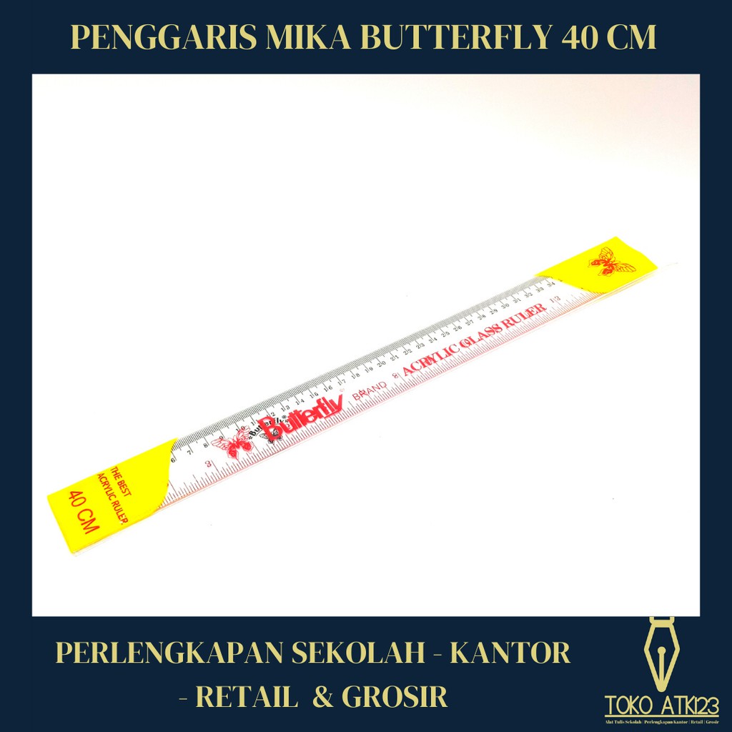 Penggaris Mika Plastik 40 cm Merk Butterfly