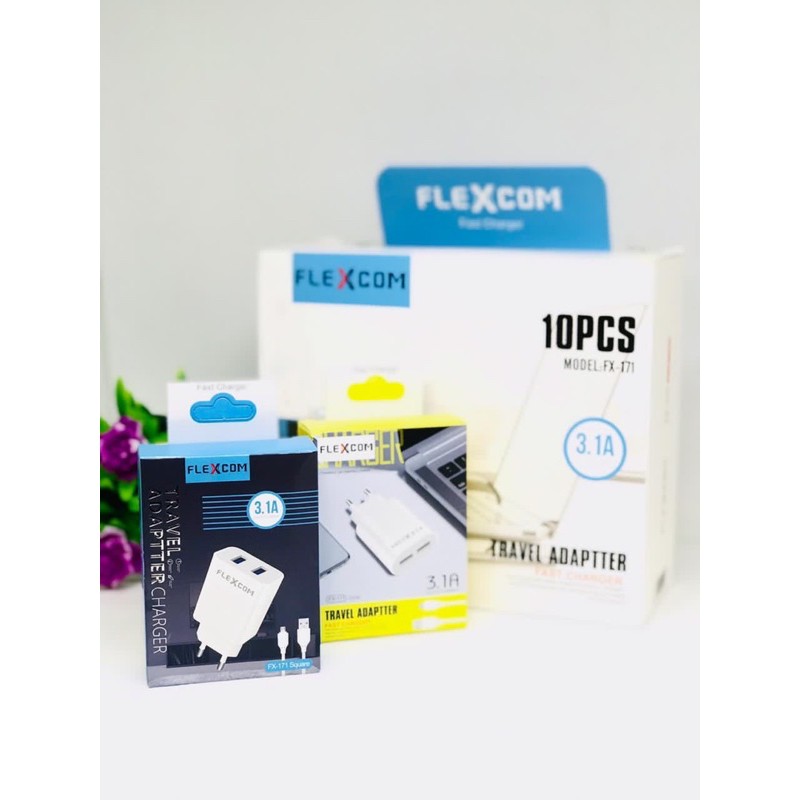 ADAPTOR CHARGER FX171 2USB FLEXCOM CAS ORIGINAL BY FLECO (non kabel)