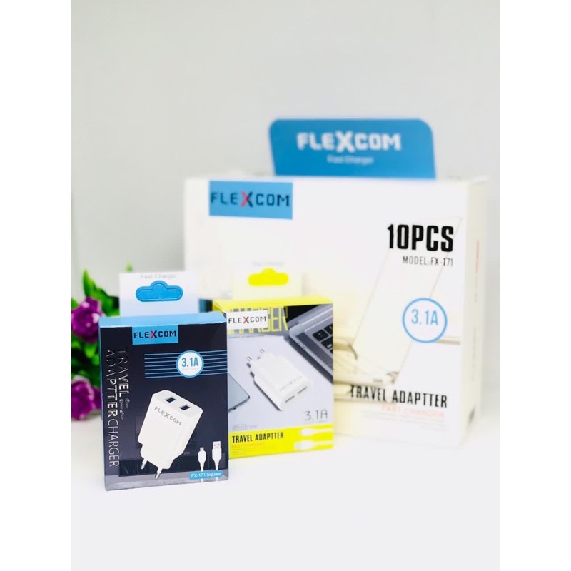 ADAPTOR CHARGER FX171 2USB FLEXCOM CAS ORIGINAL BY FLECO (non kabel)