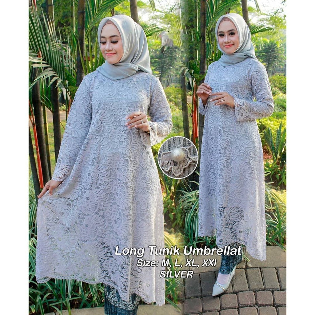 Terbaruuu... SET TUNIK BRUKAT UMBRELLA MUTIARA - KEBAYA BRUKAT - KEBAYA MODERN - TUNIK PAYUNG