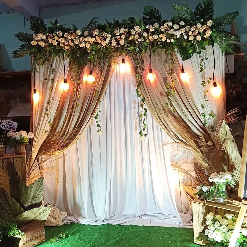 (BACKDROP TEMPEL TEMBOK) Dekorasi Lamaran, Backdrop Akad, Photobooth murah-SEWA