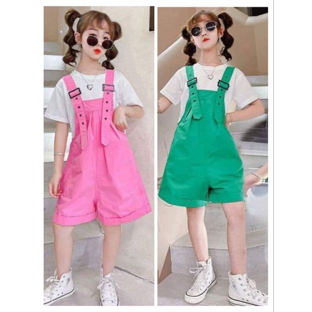 baju overall anak perempuan import 4 tahun - 14 tahun celana pendek setelan overall anak perempuan a