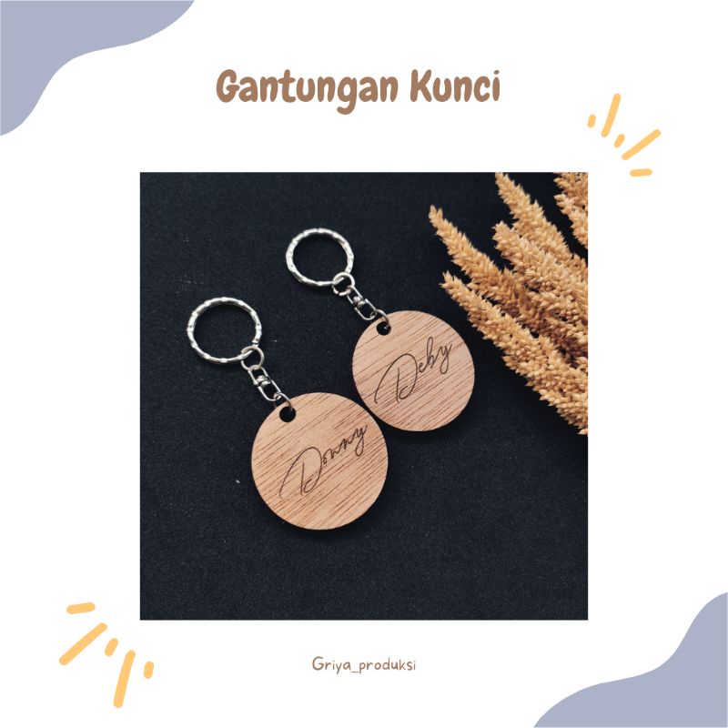 gantungan kunci custom nama | ganci kayu
