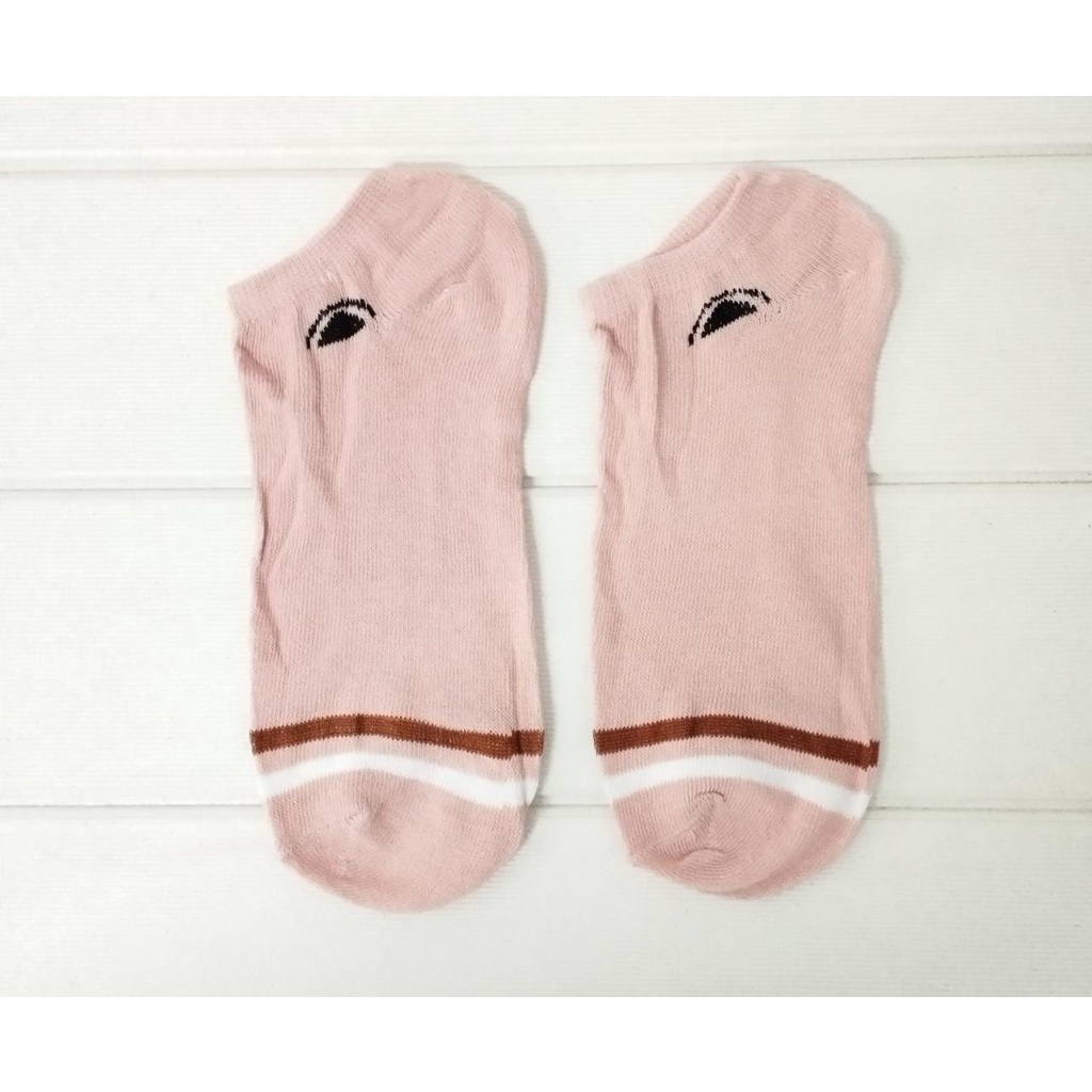☛TK☚ Kaos Kaki Wanita Motif Pink Cat Kucing Meow Fashion Korea Women Sock Import Murah K012