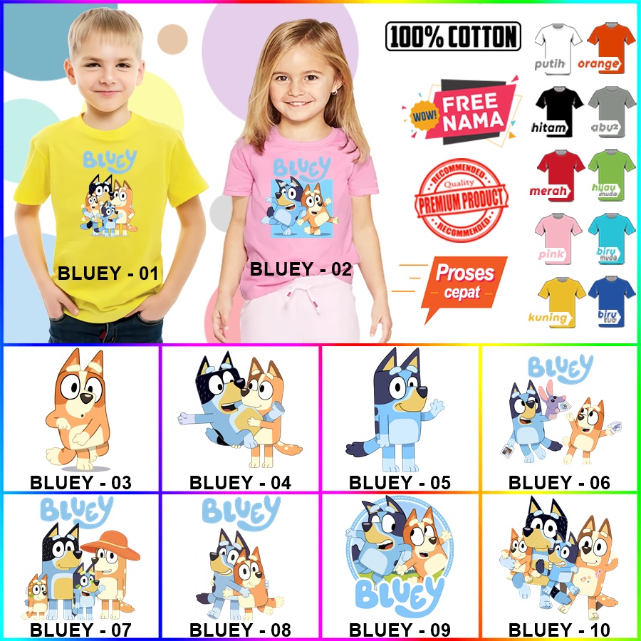 Baju Kaos ANAK DAN DEWASA BLU3Y COUPLE (FREE NAMA)