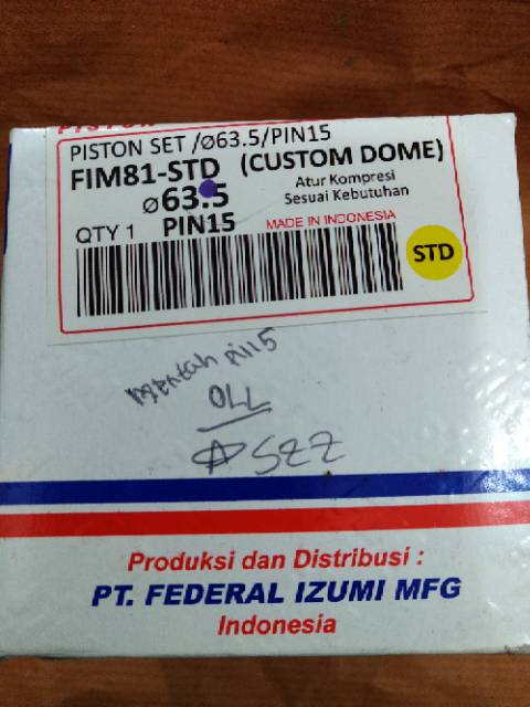 Piston seher set mentah mio tiger byson gl pro neotech cbr 150 lama 63,5 64 64,5 65 pin 15 fim 81-1