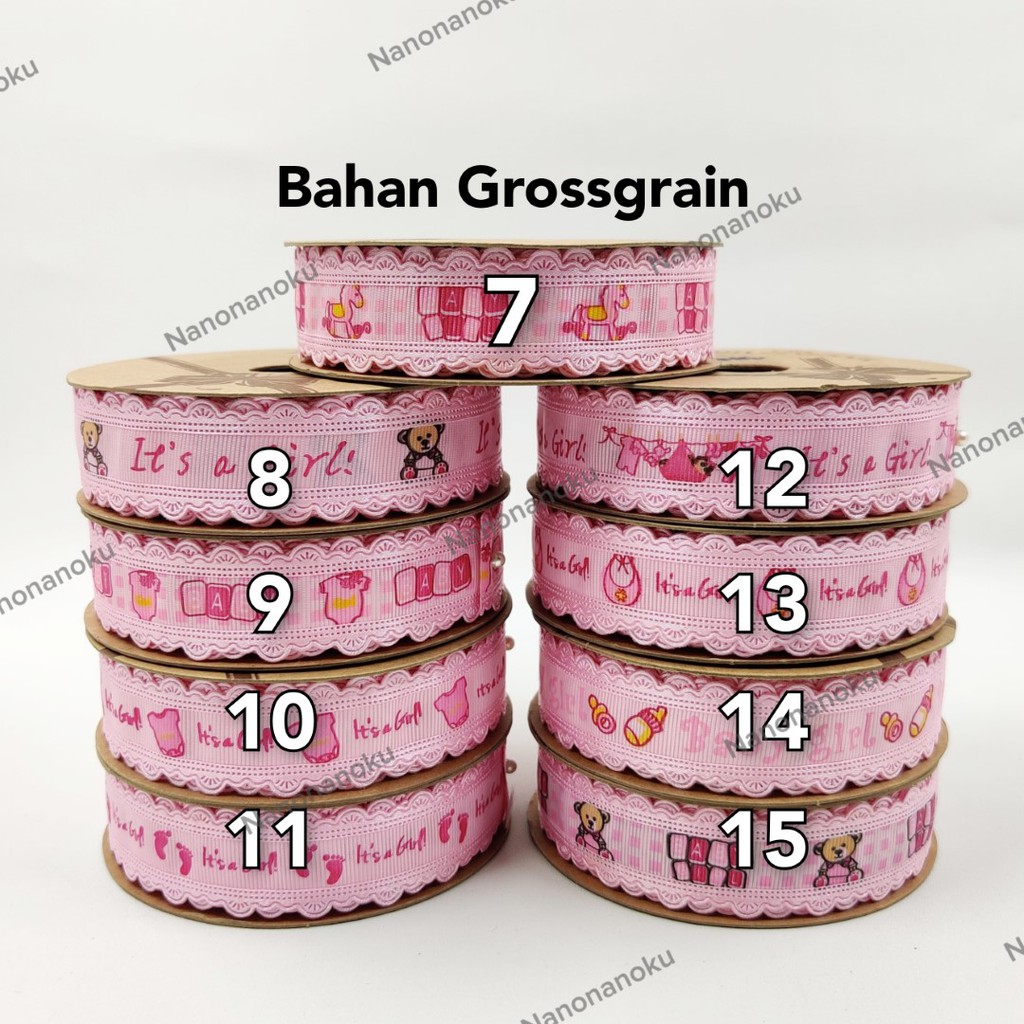 Pita Kain 1 inch 2,5 cm Baby Boy Girl Pink Biru Hiasan Hampers Souvenir Kado